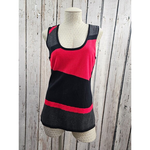 ALK Women's L Belldini Red & Black Sleeveless Tank Top Sweater Vest Shell NEW - Picture 2 of 8